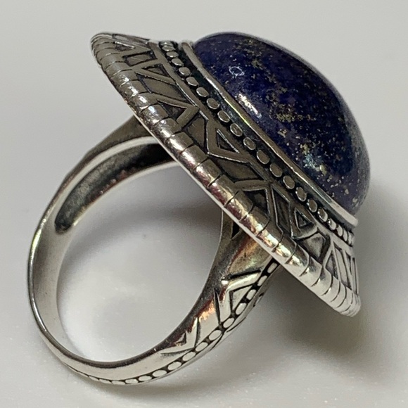 Silpada Intricate Sterling Silver Lapis Lazuli Cabochon Peruvian Design Ring - Picture 10 of 16
